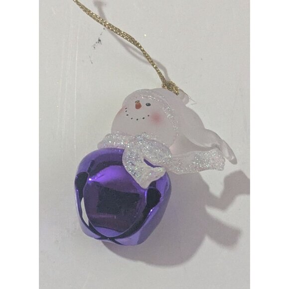 Jingle Buddies Purple Snowman Bell Ornament Festive Holiday Decor 3” Hanging Acc - Picture 2 of 7